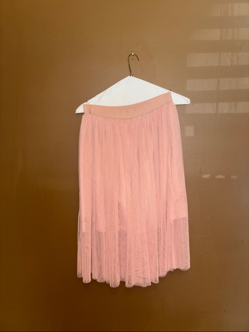 Esley Collection Dusty Pink Tulle Midi Skirt